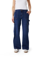 Jeans Naos Palazzo Cargo Azul Medio